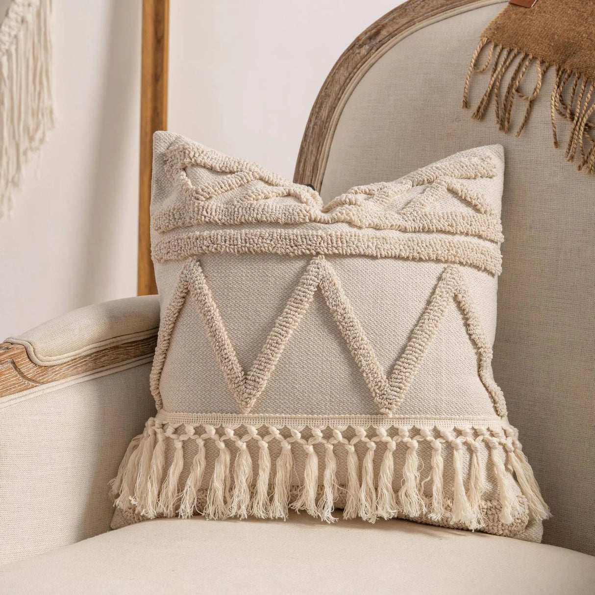 Knitted Pillow Cover - Boho Cable Knit Design for Cozy Home Decor - Boho Pillow Cover - Hurbane Home
