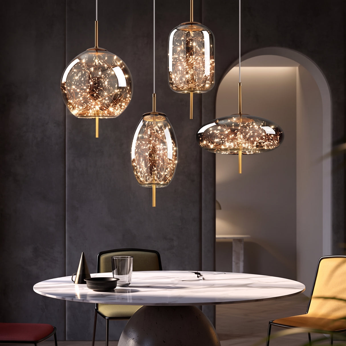 Nordic Luxury LED Glass Pendant Light - dining room setting