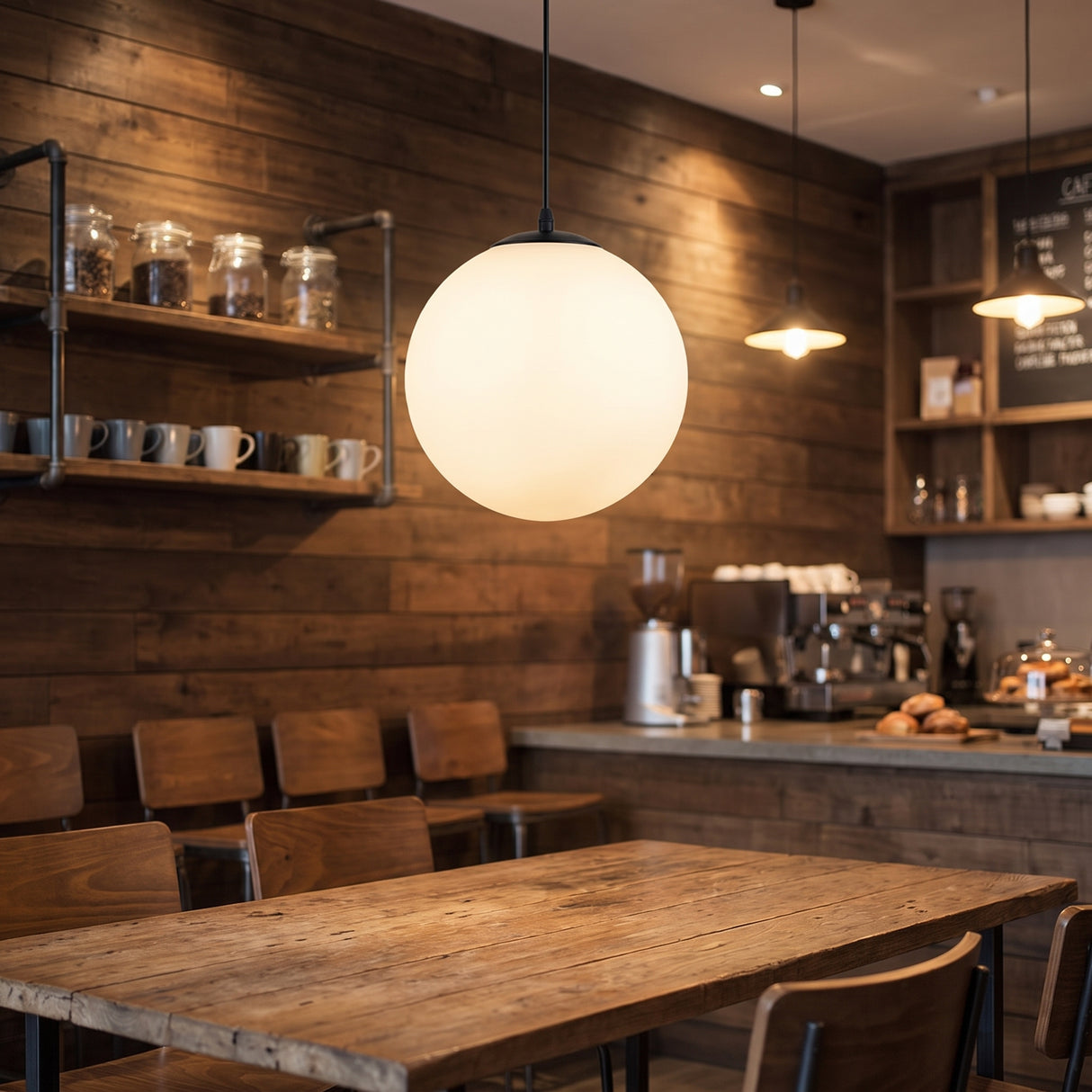 Glass Single-Head Pendant Light - restaurant setting