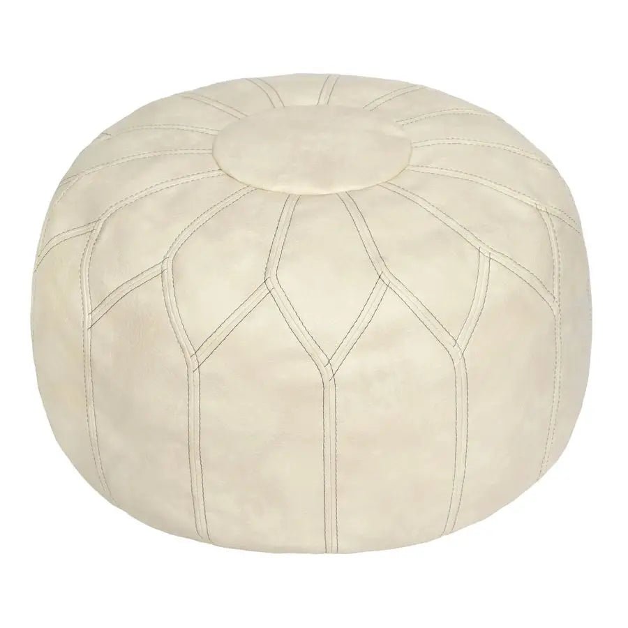 Leather Pouf Ottoman – Moroccan Boho Faux Leather Storage Footrest - Leather Pouf Ottoman - Hurbane Home