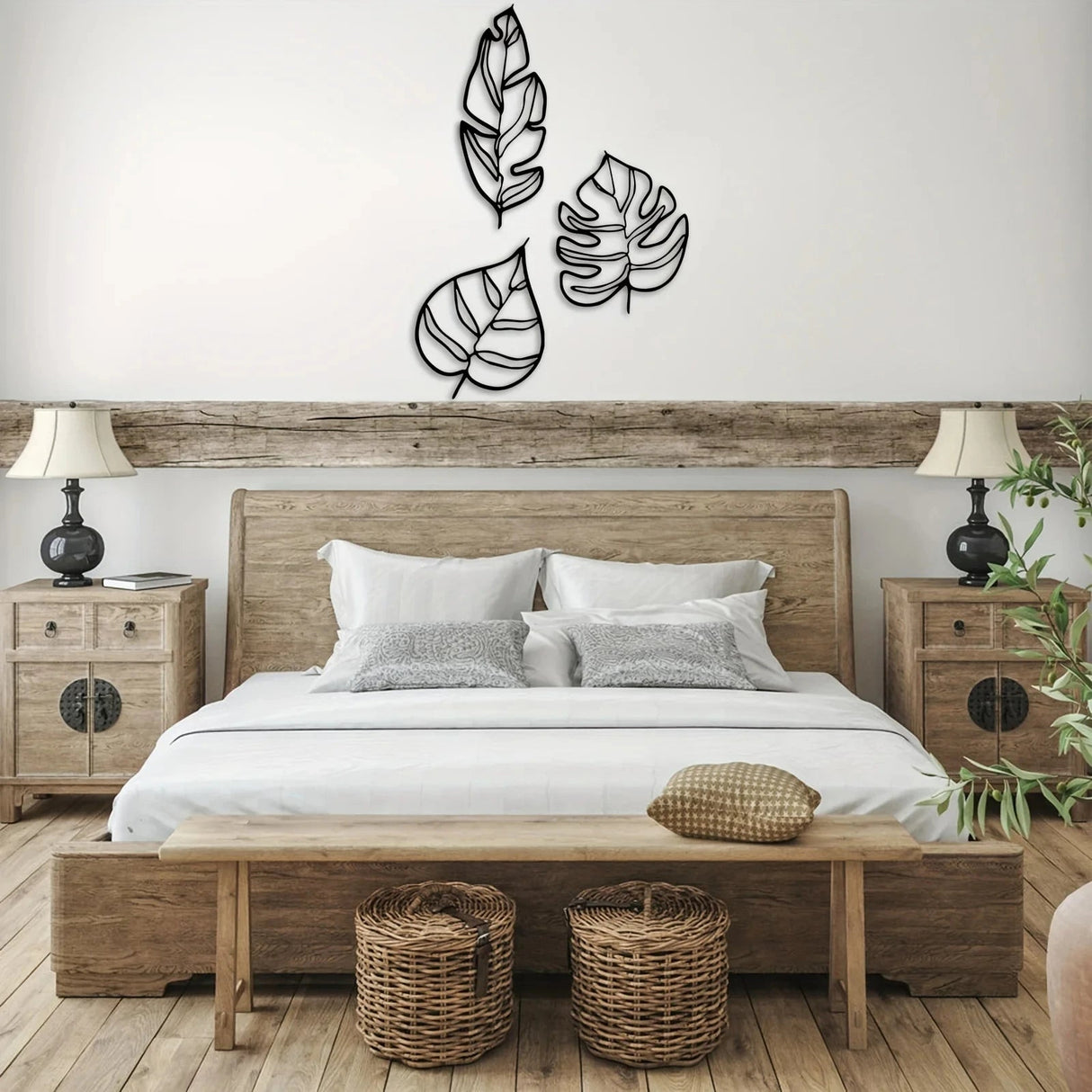 Leaves Metal Wall Art - Large Black Decor for Modern Home Aesthetics - black metal wall art - Hurbane Home