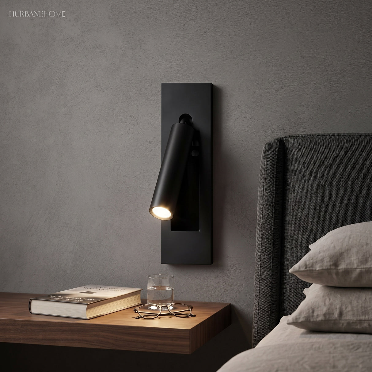 bedside reading wall sconce with rotating LED