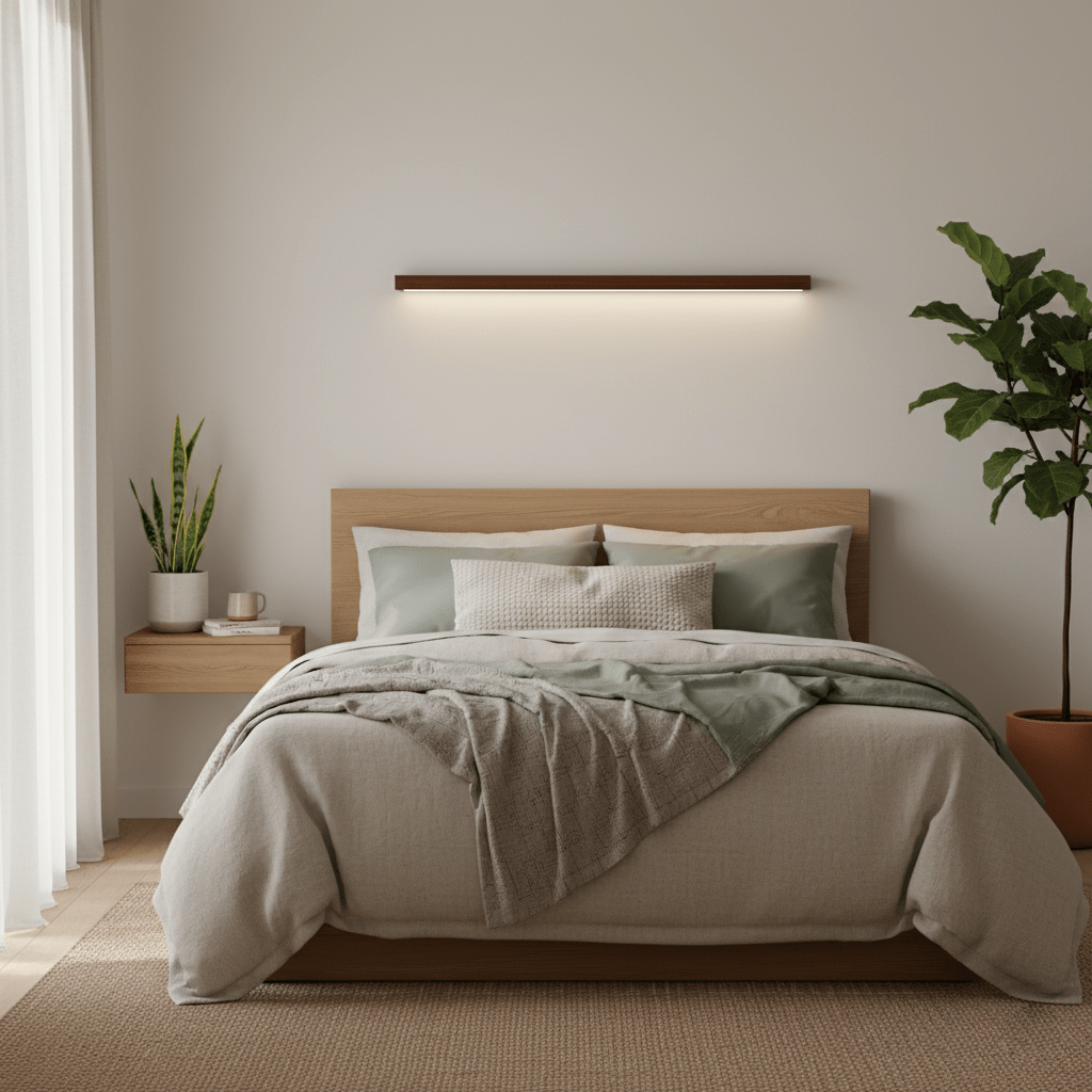 Linear LED wood wall sconce in pine colour option view 21
