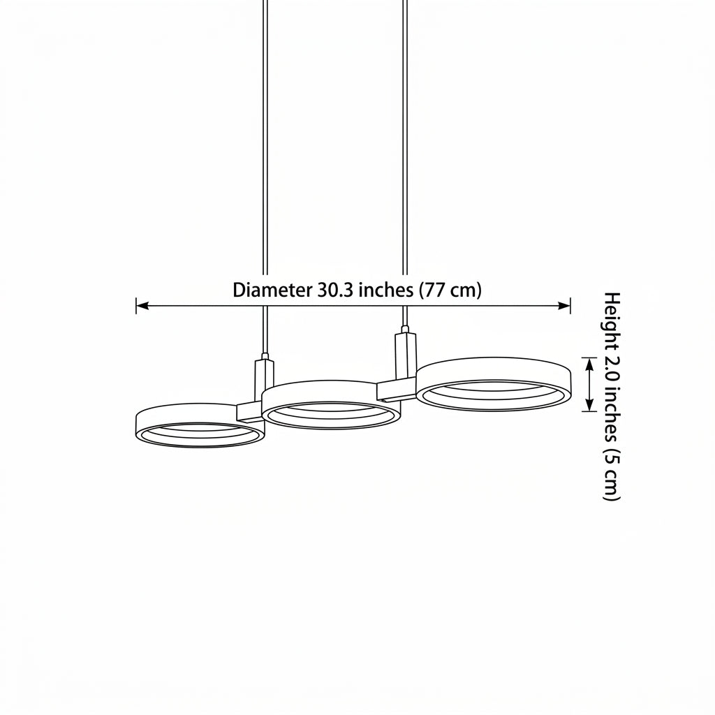 Wood Linear Pendant Light with Three LED Drum Shades
