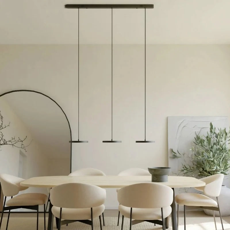 Detail of the remote control used to dim the linear pendant light