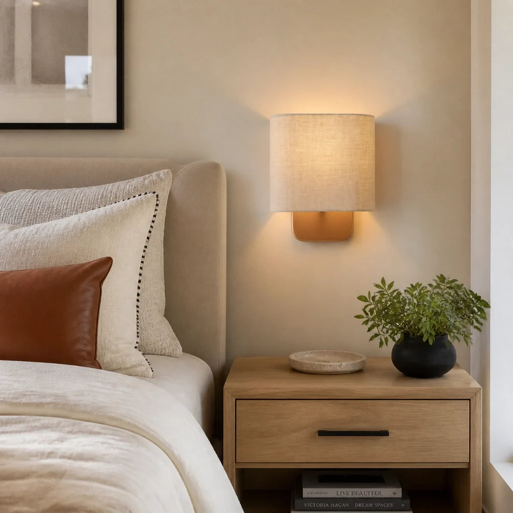 Modern linen shade wall sconce supplementary product view 5