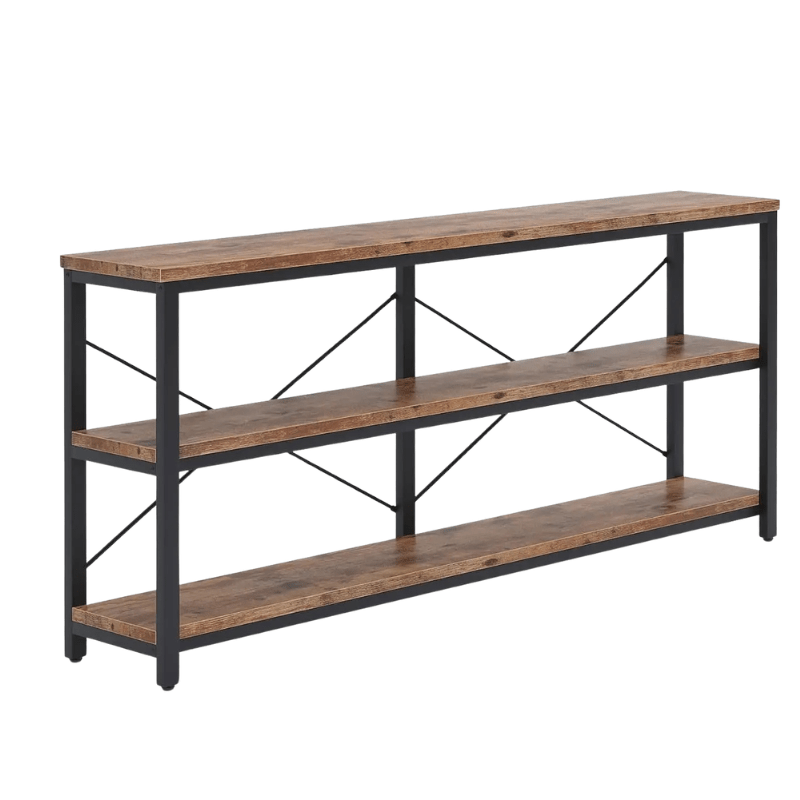 Long Console Table – 70.86in Rustic 3 - Tier Narrow Sofa Table - Hurbane Home