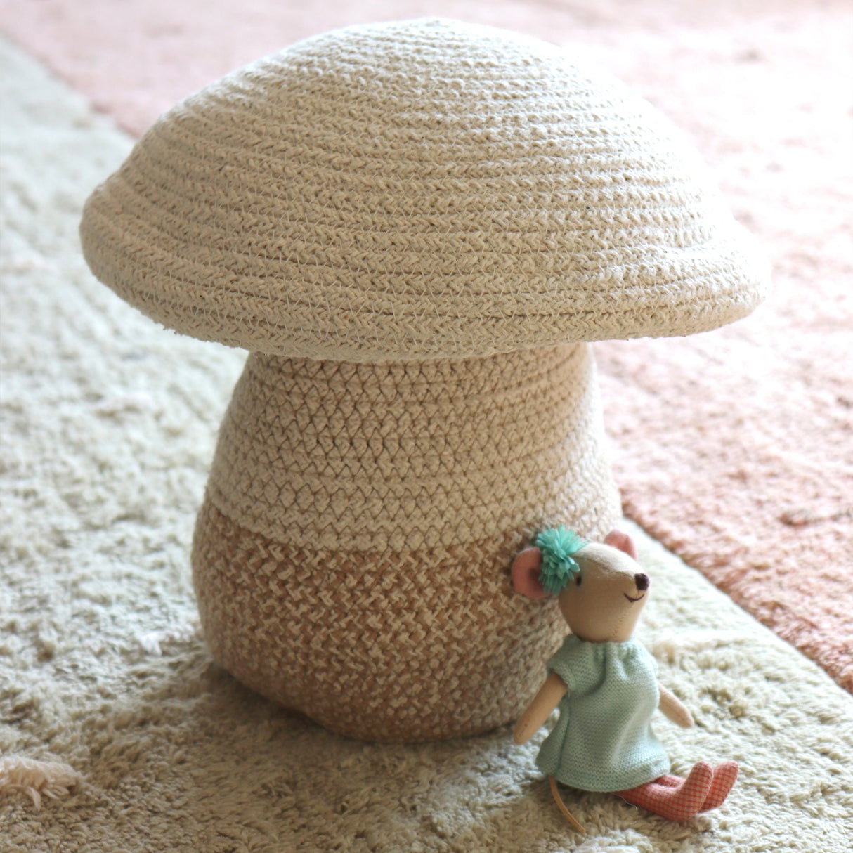 Handmade Cotton Mushroom Storage Basket for Kids Toys