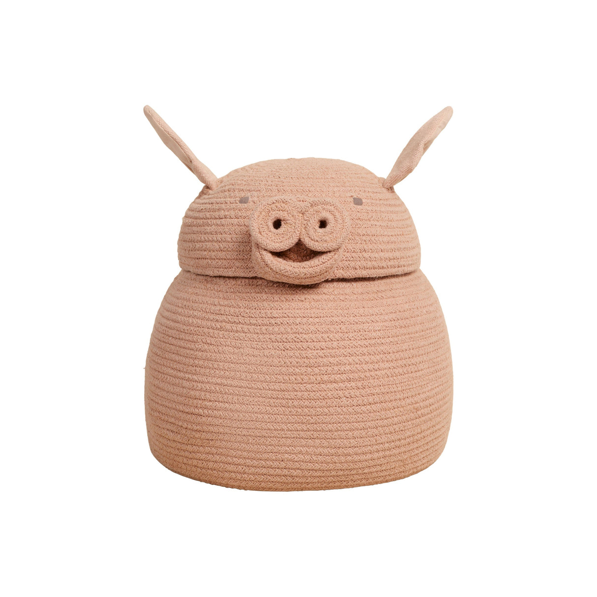 Handmade Pink Peggy Pig Braided Cotton Recycled PET Storage Basket