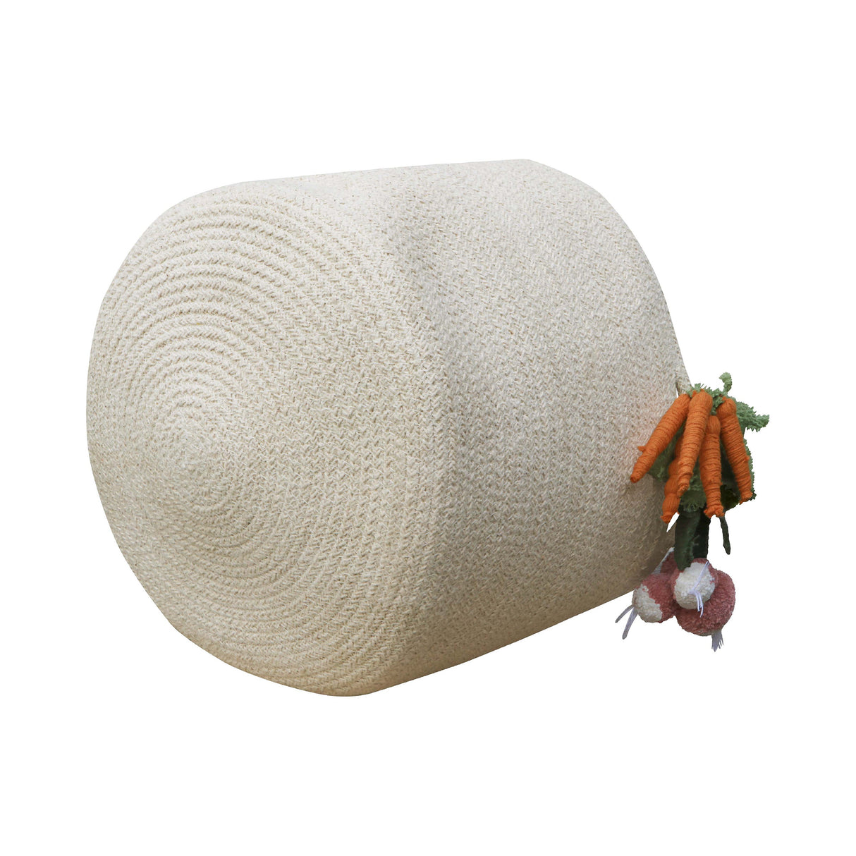 Hand-Braided Cotton Veggies Storage Basket with Playful Stuffed Accents