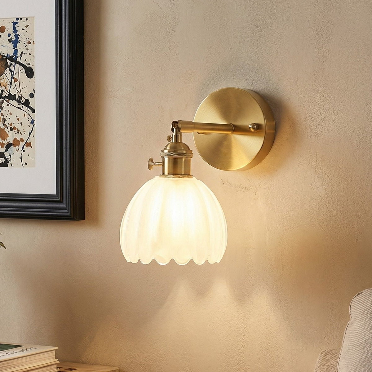 Lotus glass adjustable wall sconce colour option view 3