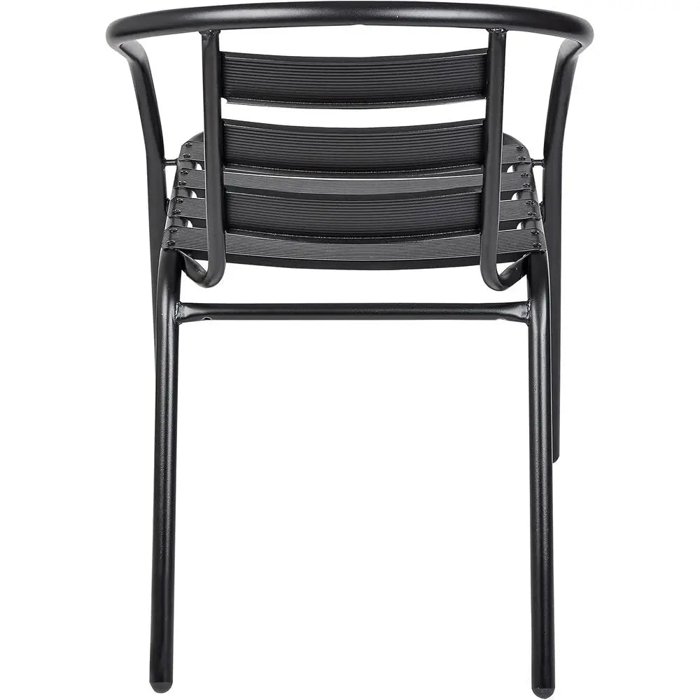 Metal Indoor Outdoor Stackable Chair - Durable Slat Design for Patio Seating - Metal Balcony Chairs - Hurbane Home