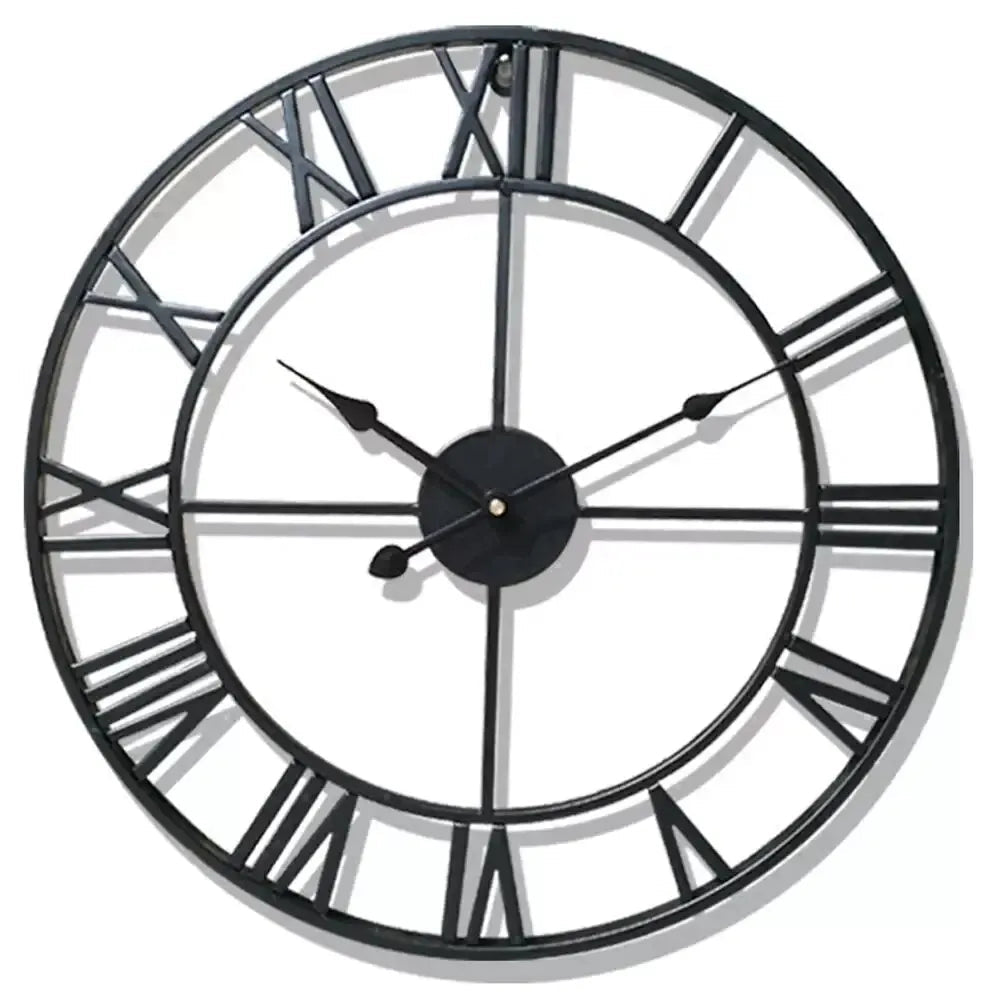 Metal Rustic Roman Numeral Silent Wall Clock - Hurbane Home
