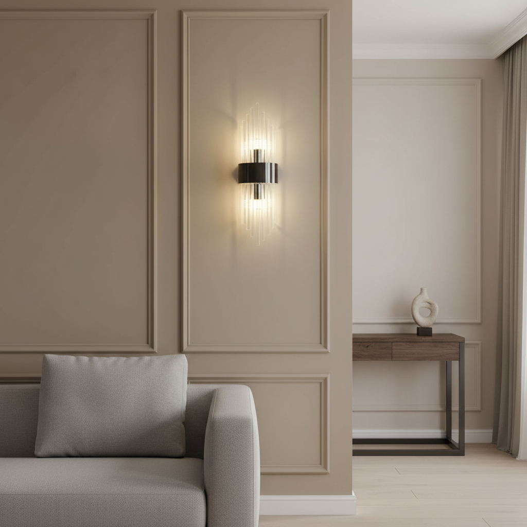 Chic Modern Wall Sconce with Crystal Accents for Bedroom Kitchen