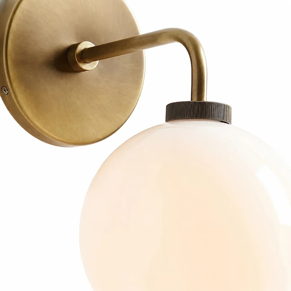 Milk glass globe wall sconce on metal arm supplementary product view 17