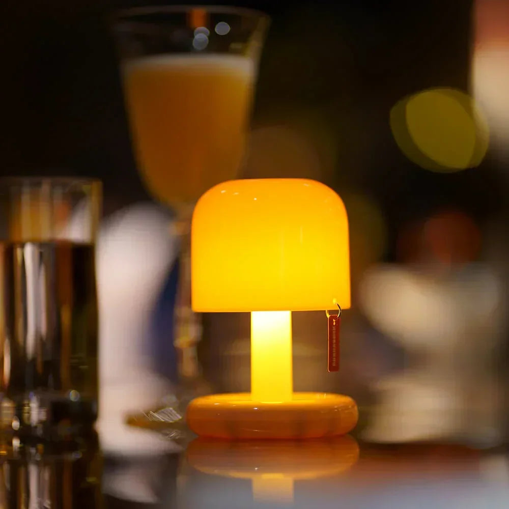 Mini rechargeable mushroom table lamp shown as a product view