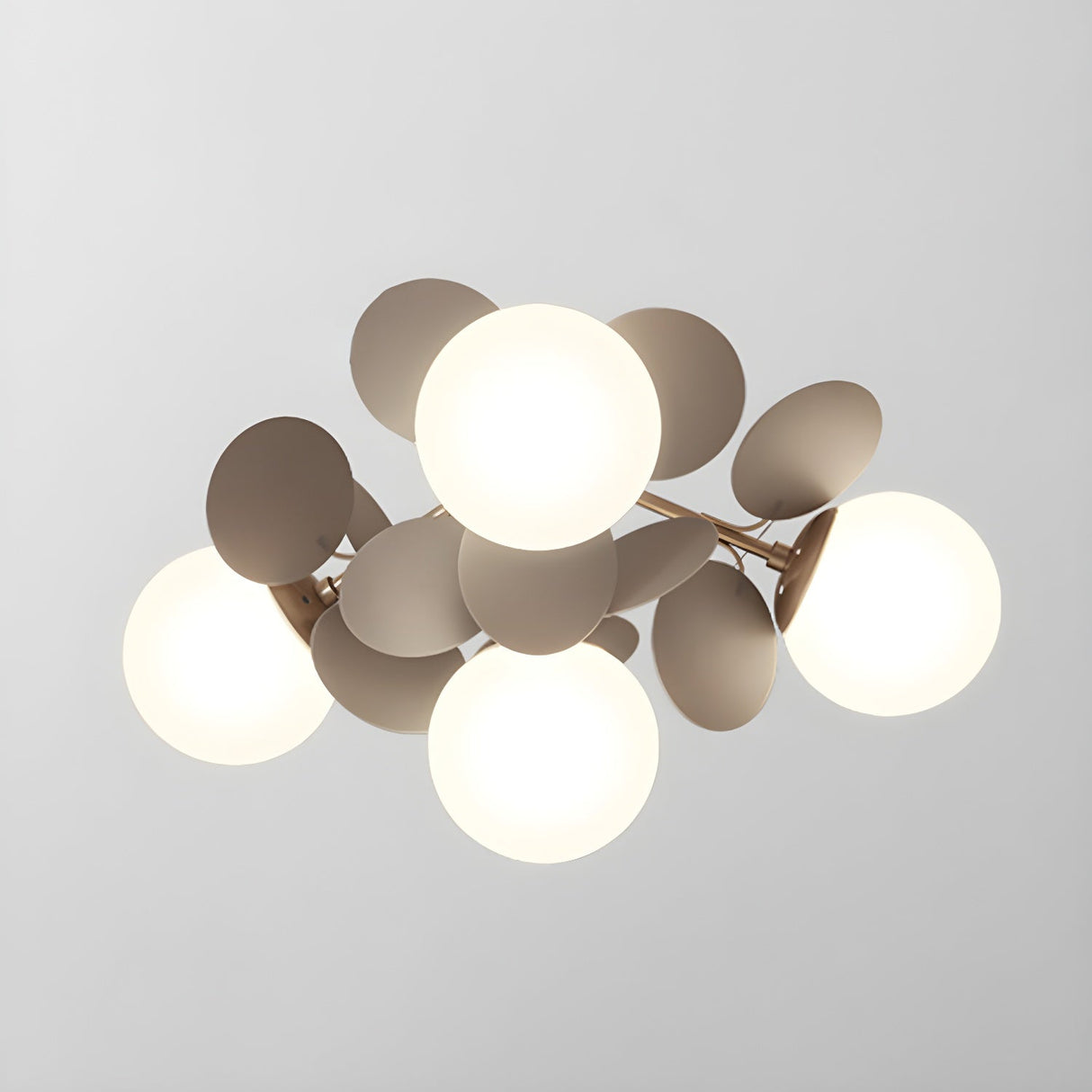 Modern flush mount ceiling light with acrylic discs close detail view 26