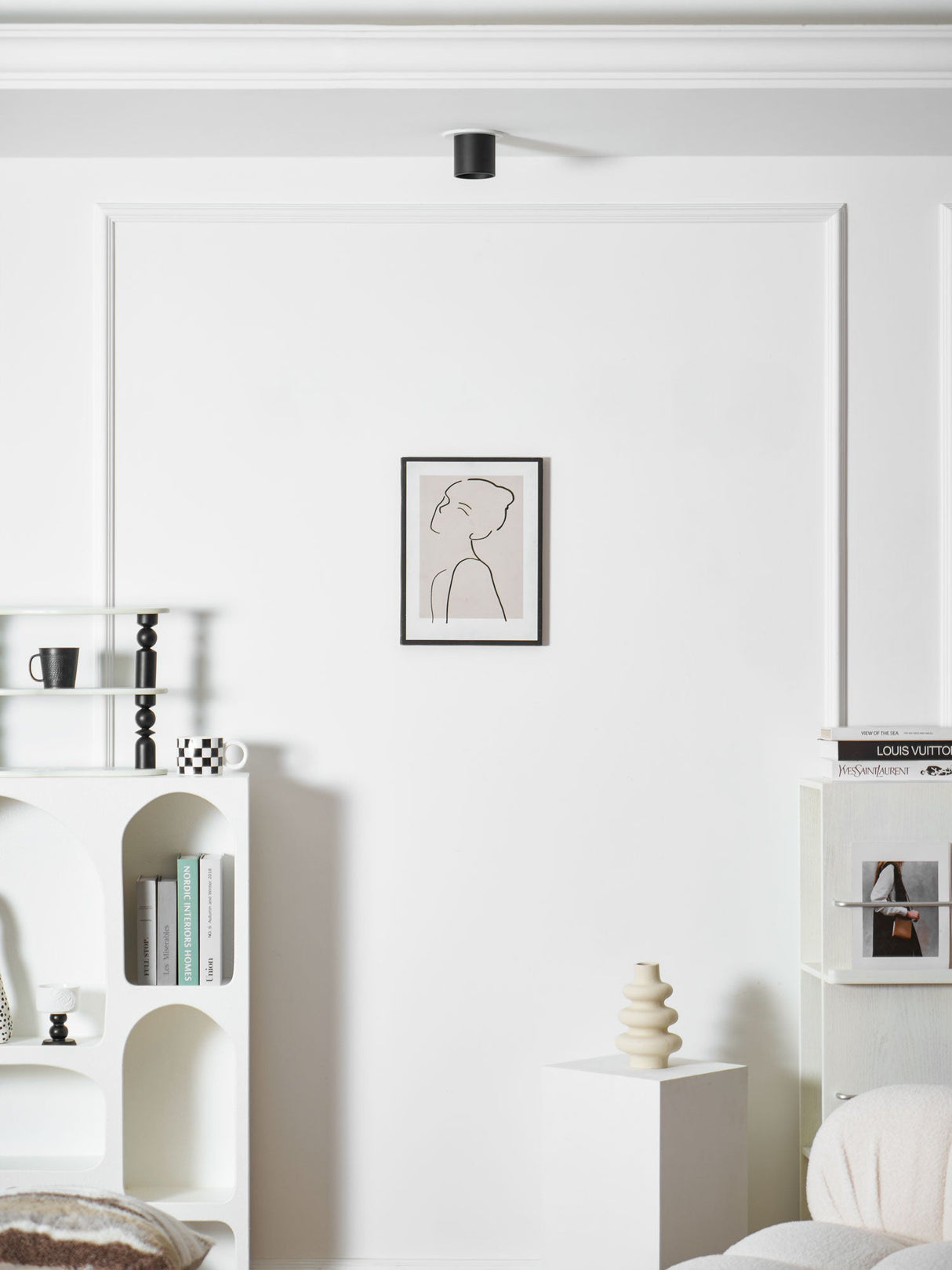 Modern LED surface mount ceiling spotlight in black aluminum, view 49