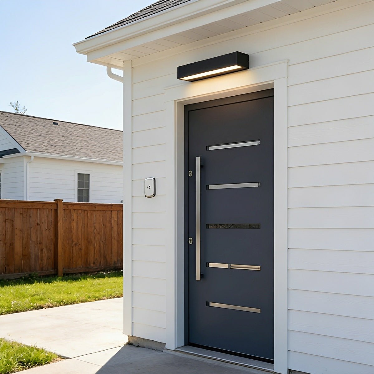 Modern outdoor LED wall light detail view 2 showing finish and construction