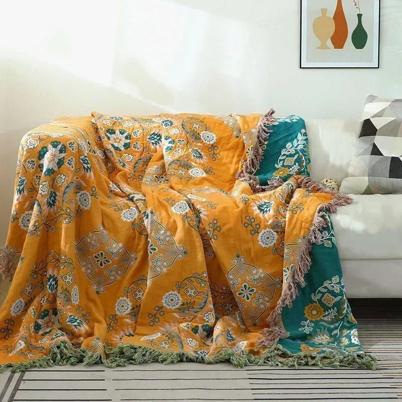 Nordic Blanket Throw - Soft Cotton Knitted Blanket for Cozy Living - Cotton Throw Blanket - Hurbane Home