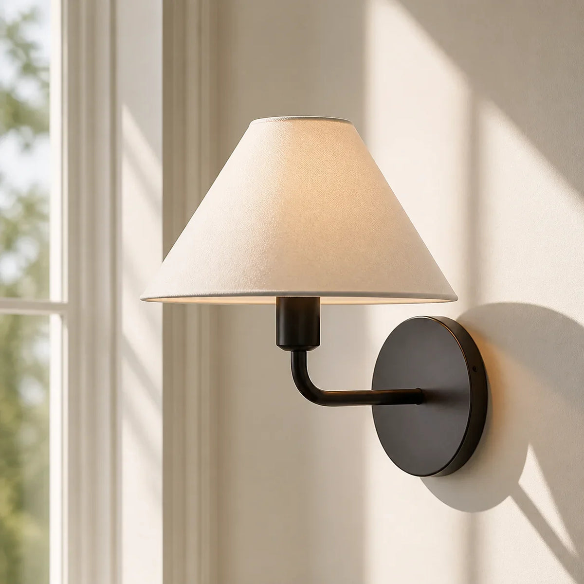 Nordic fabric cone wall sconce alternative angle view 1