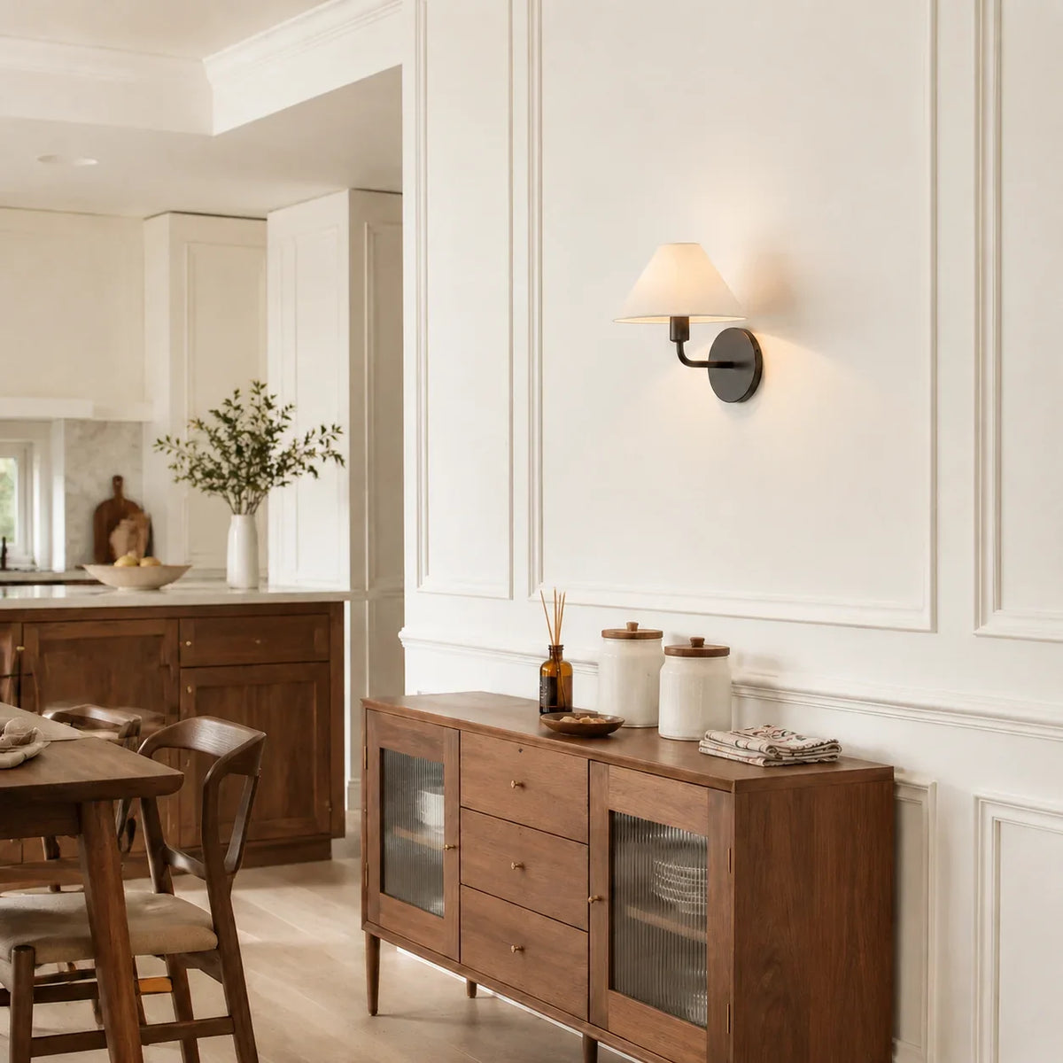Nordic fabric cone wall sconce close detail view 8