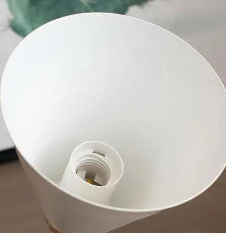 Underside of the white cone shade showing the E27 socket