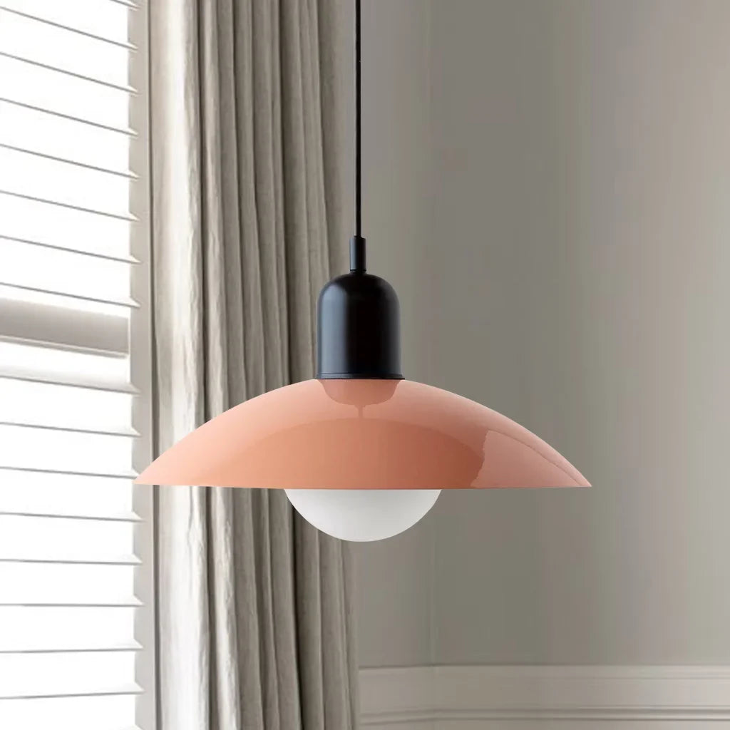 Ophelia Morandi UFO Pendant Light Modern Glass Metal Disc Orb
