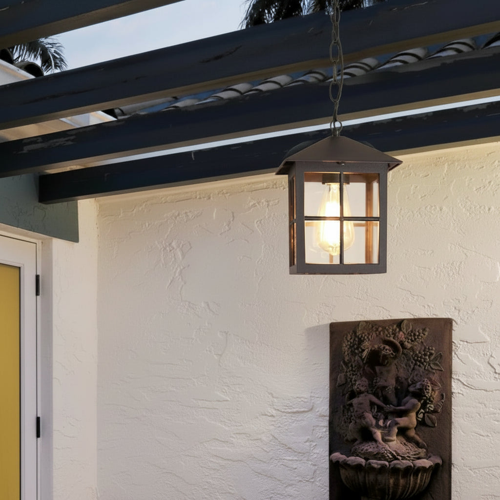 Outdoor waterproof lamp installed on a balcony