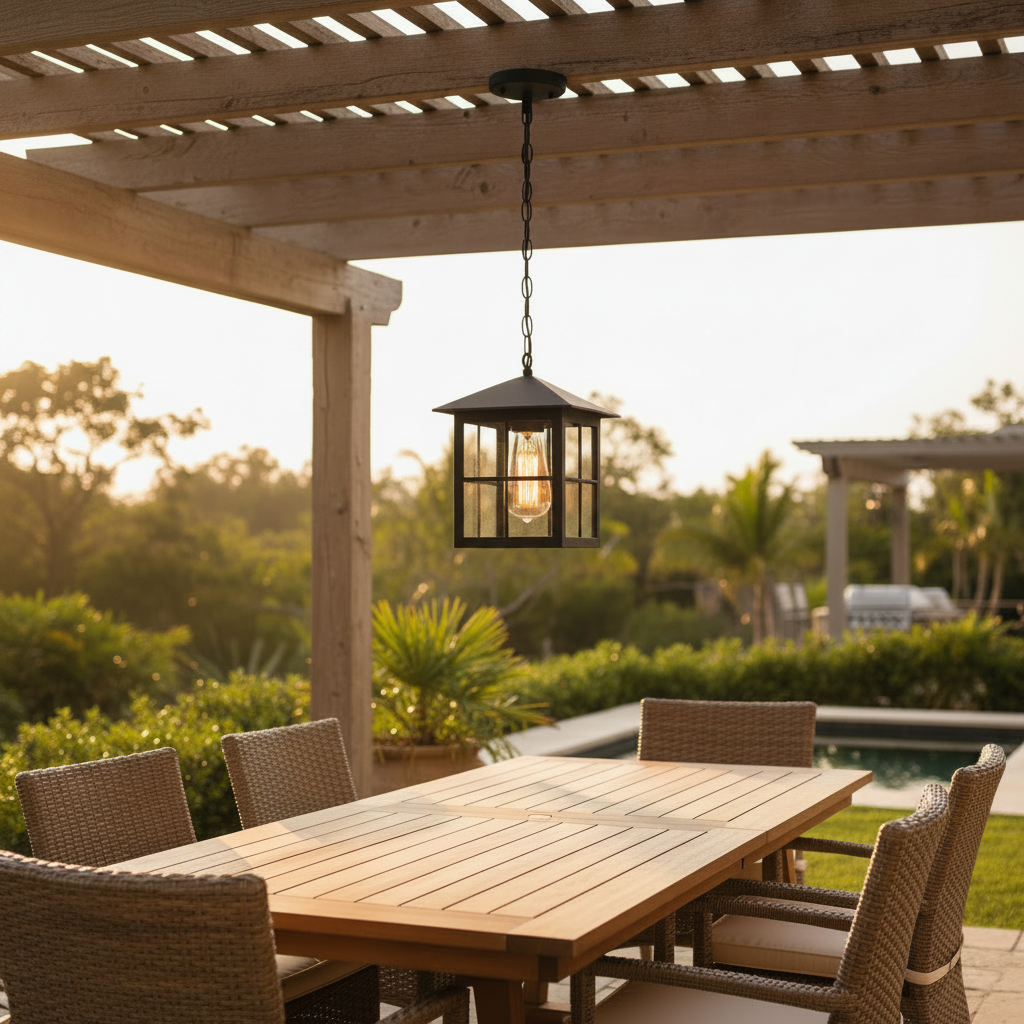 Farmhouse Outdoor Pendant Light with Waterproof Design for Porch Balcony