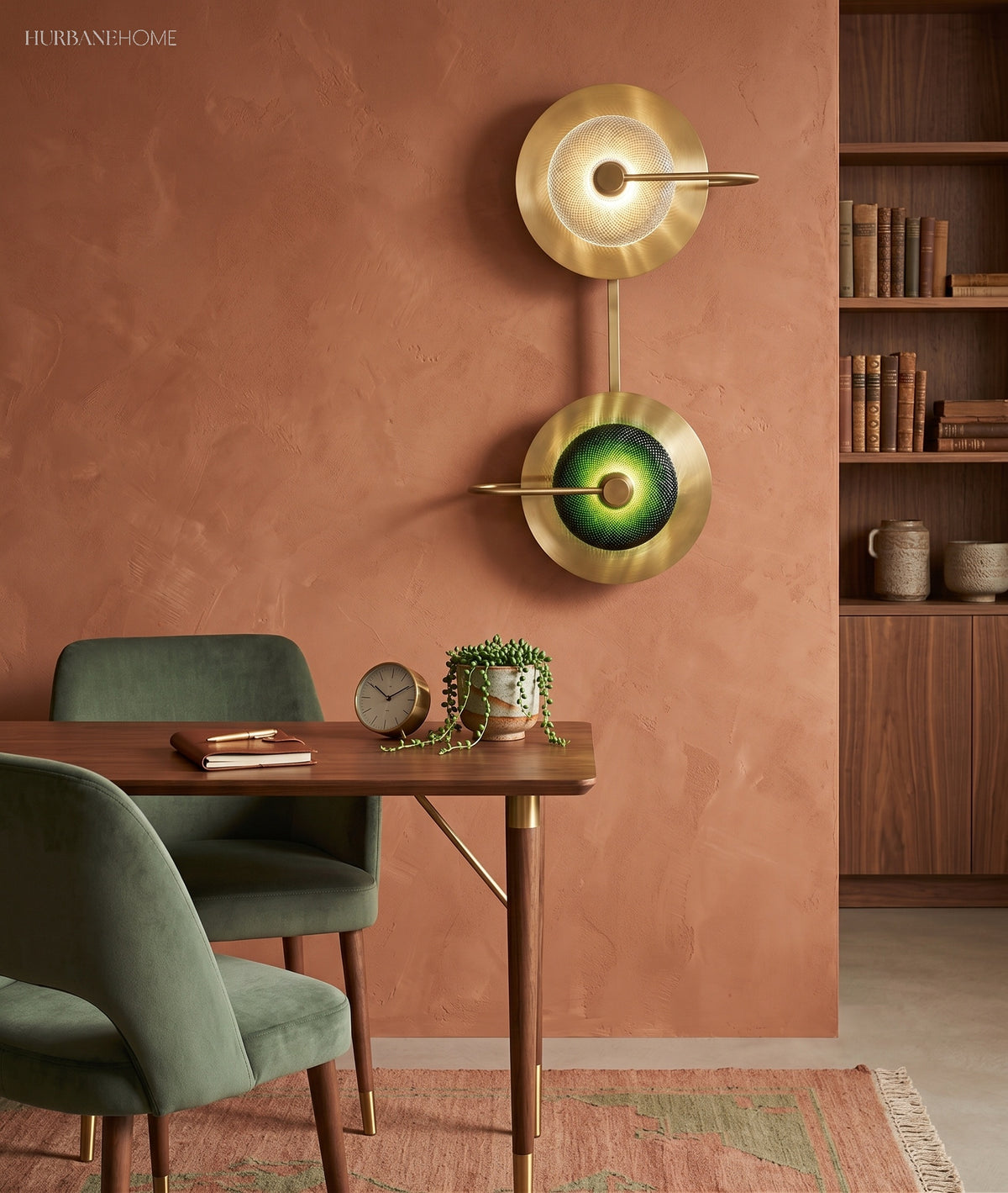 Modern Nordic Wall Sconce Elvira Brass styled in a room setting