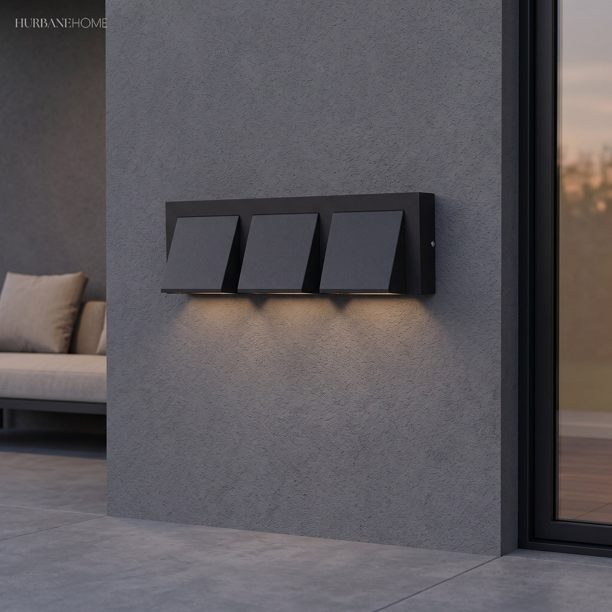 Modern Minimalist Wall Sconce Ayla Waterproof Outdoor styled in a room setting