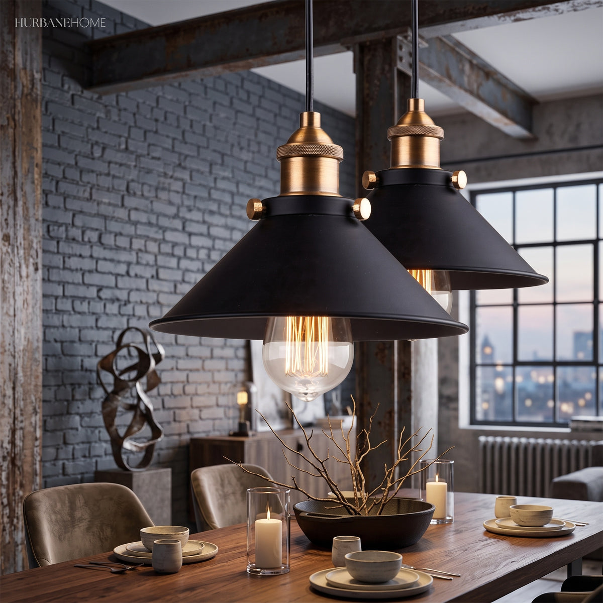 Vintage Nordic Pendant Light Industrial 1-Light styled in a room setting