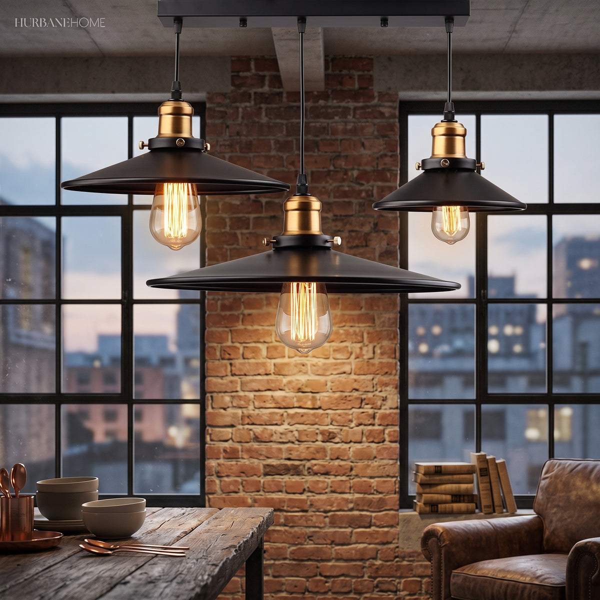Vintage Nordic Pendant Light Industrial 1-Light styled in a room setting