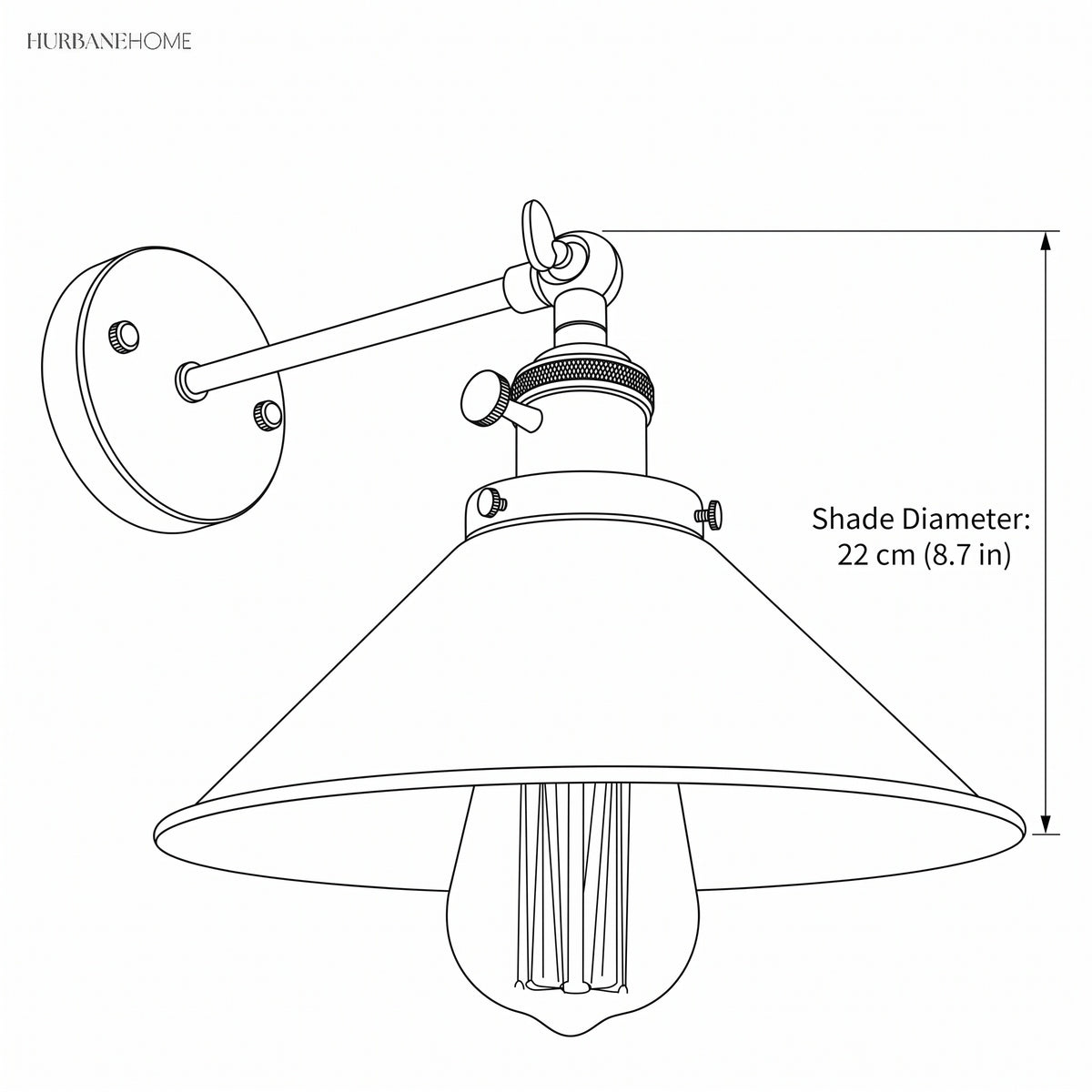 Modern Nordic Wall Lamp Oxnard 1-Light dimension guide illustration
