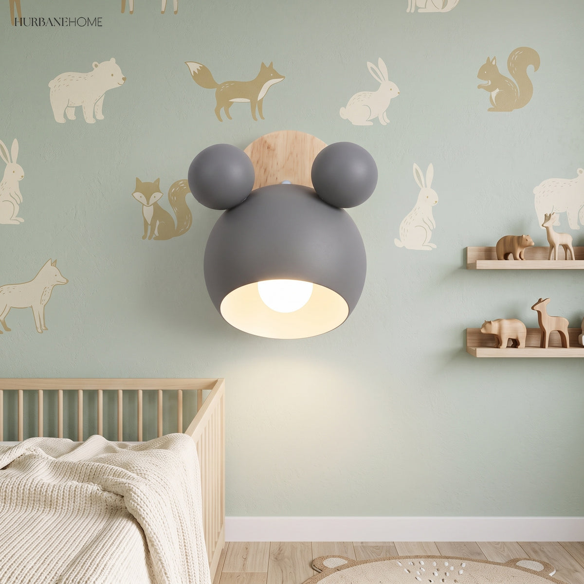Modern Nordic Wall Sconce Mouse styled in a room setting