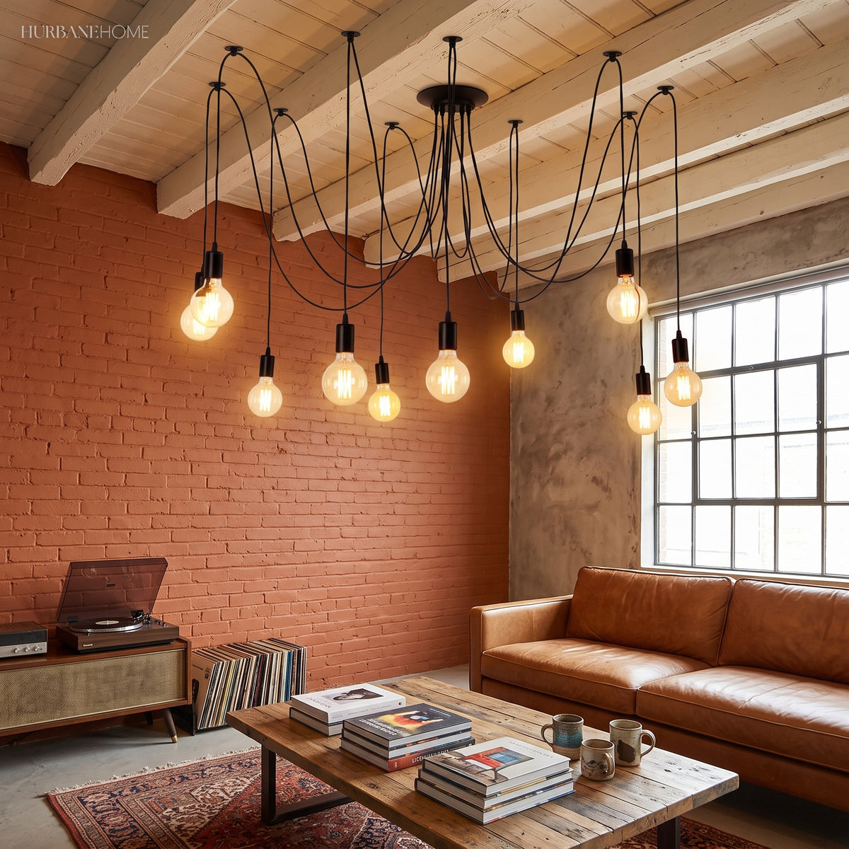 Modern Spider Chandelier ELVI HOME styled in a room setting