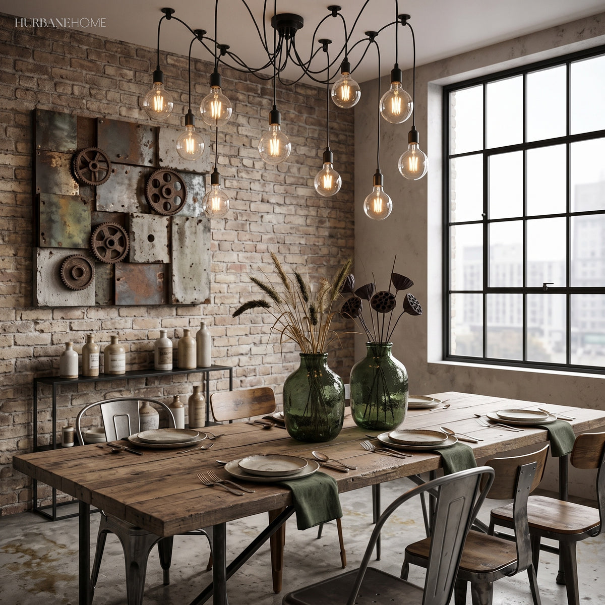 Modern Spider Chandelier ELVI HOME styled in a room setting