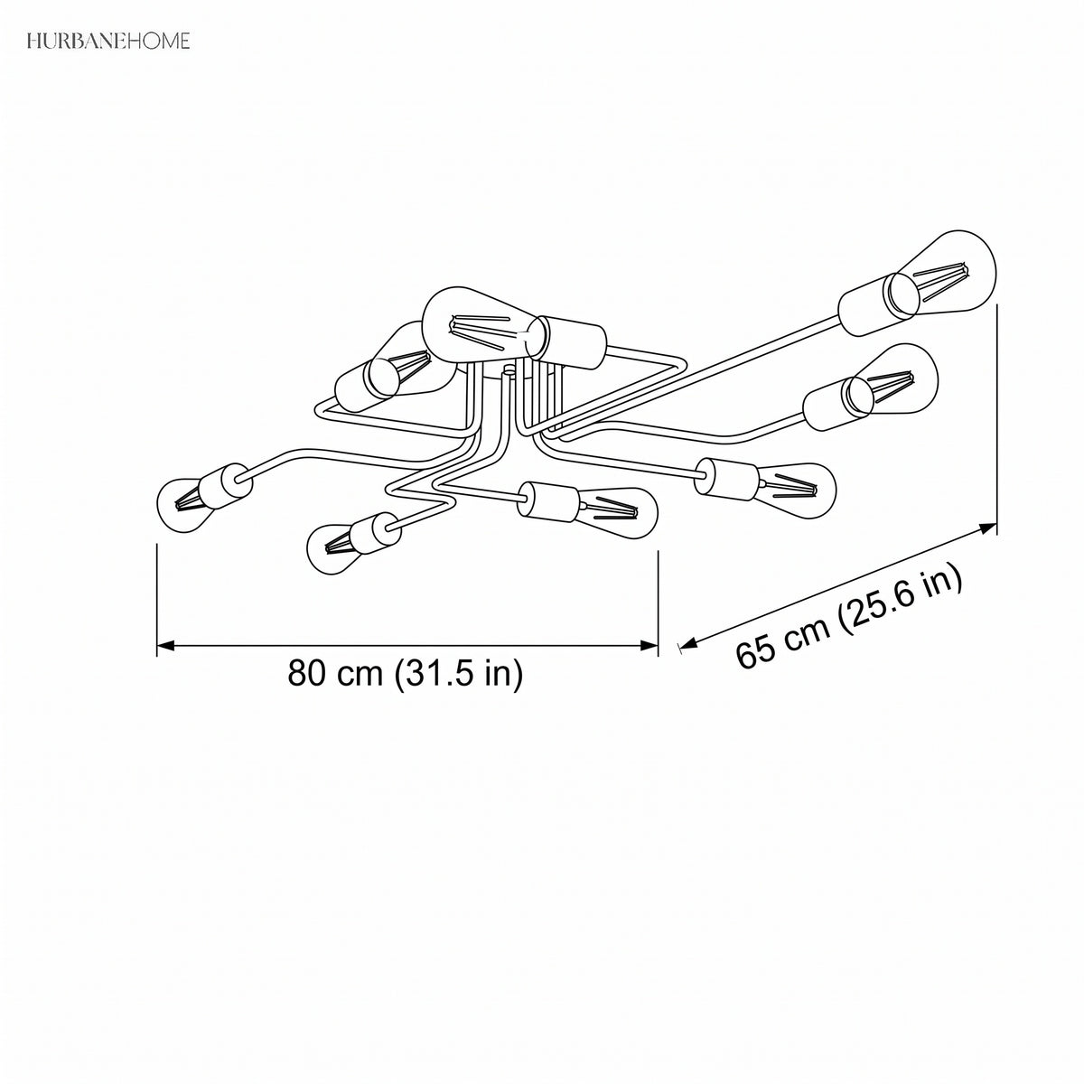 Modern Nordic Sputnik Chandelier dimension guide illustration