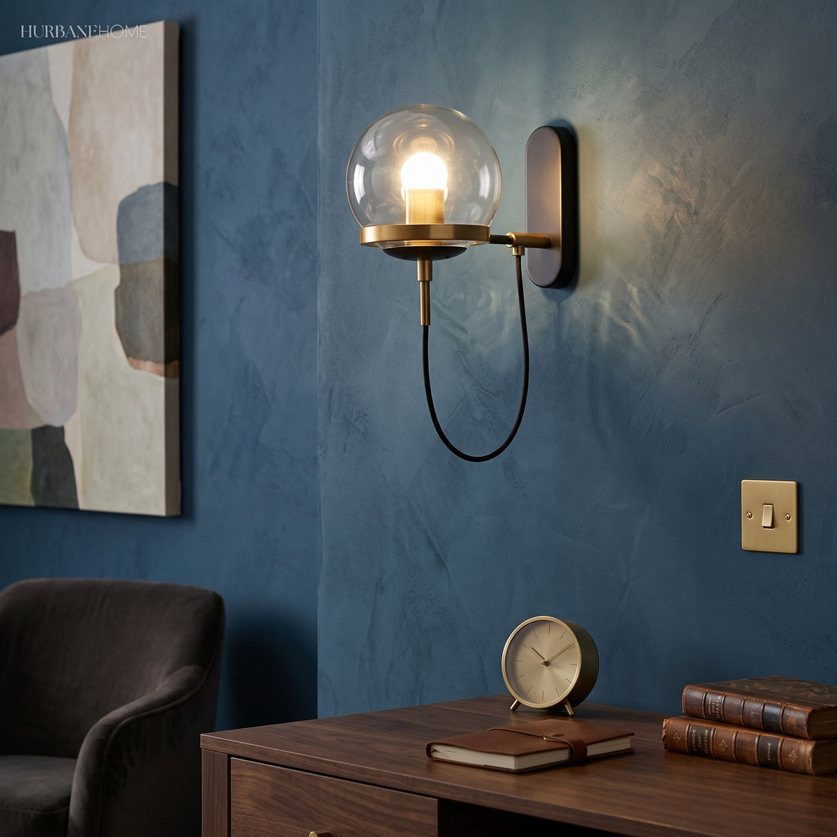 Modern Loft Wall Sconce Berg LED 1-Light styled in a room setting