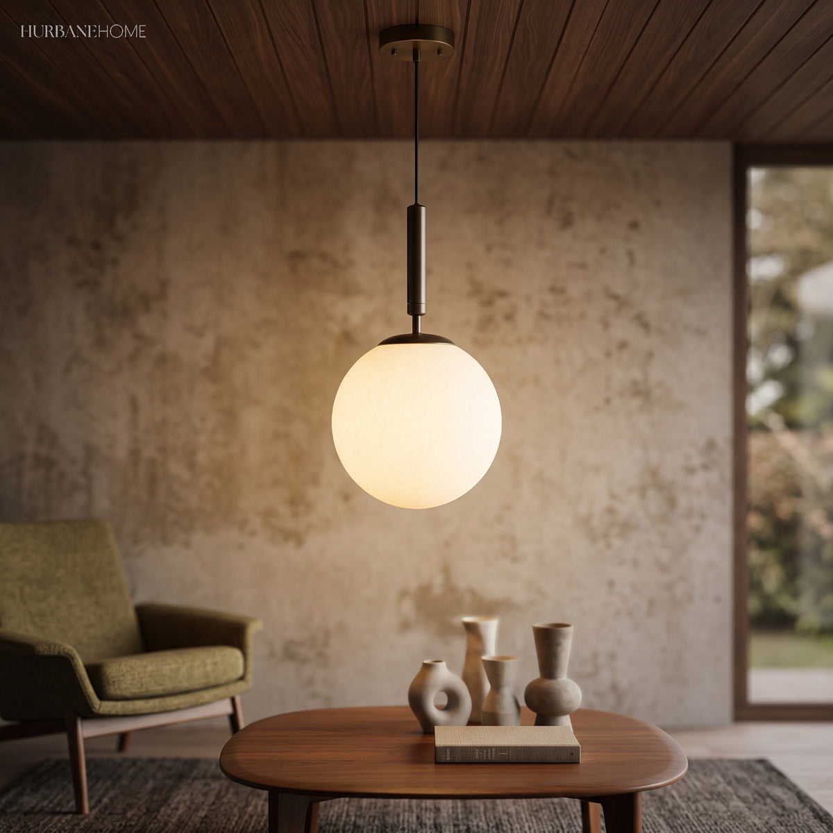 Modern Nordic Pendant Light Lexi 1-Light styled in a room setting