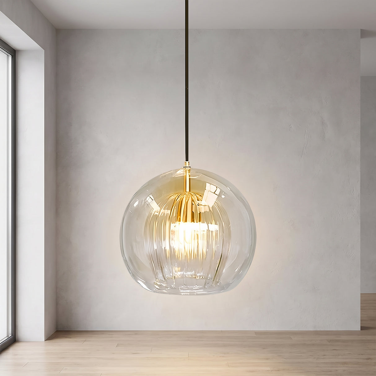 Nordic modern spherical glass pendant light - main studio shot