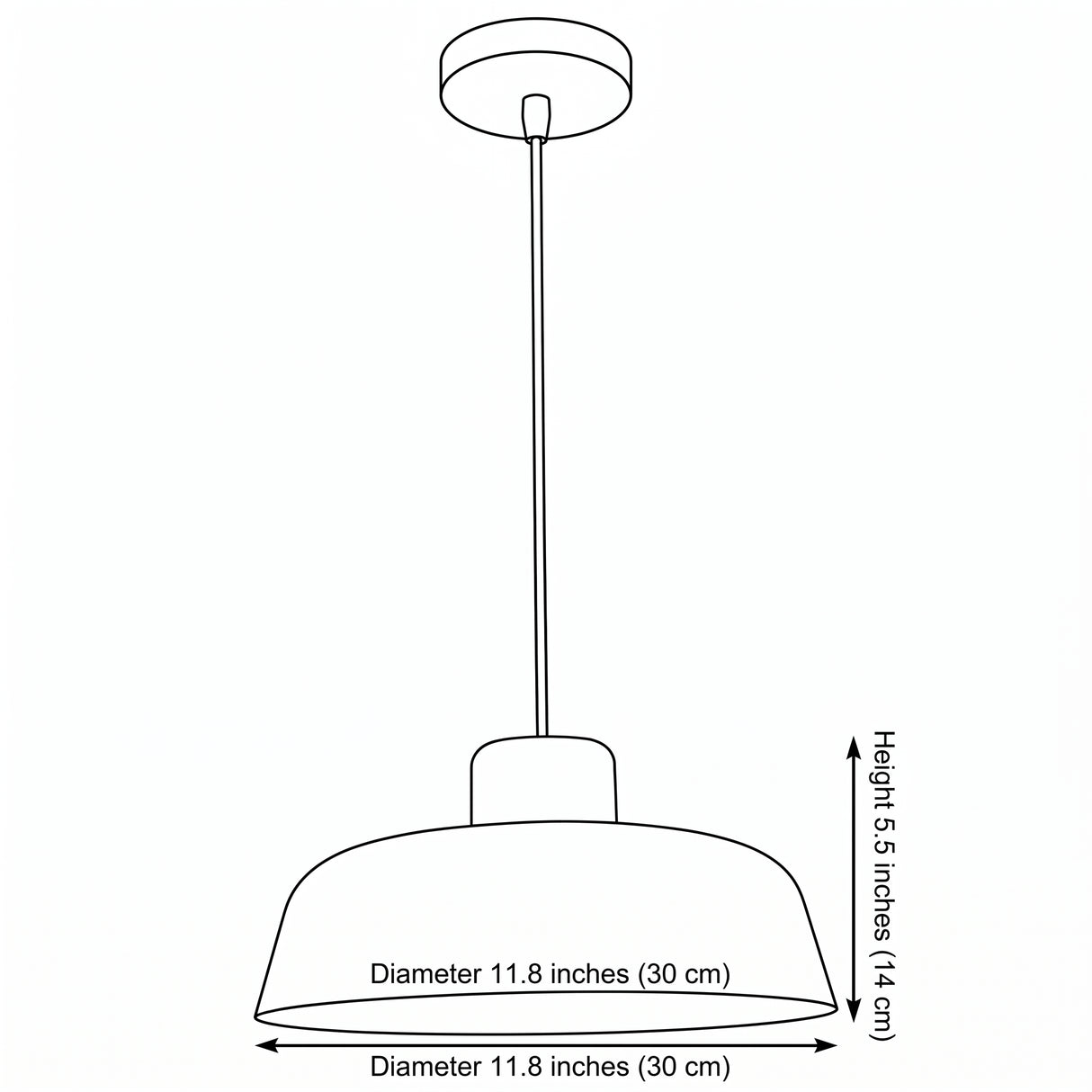 Nordic Wooden Pendant Light - Size Illustration