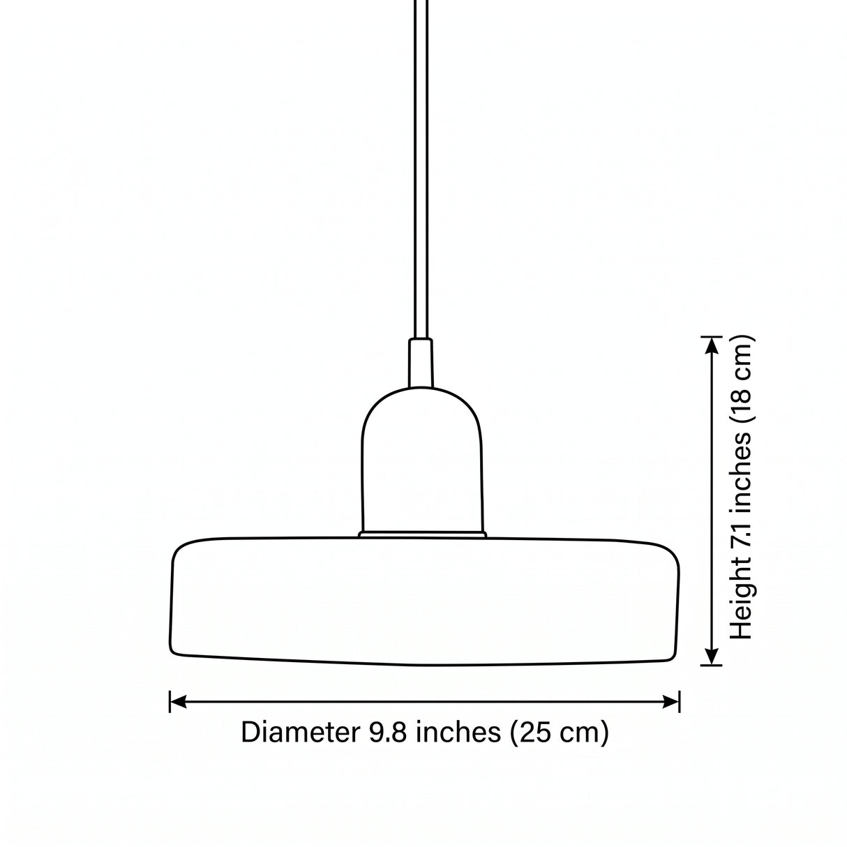 Bauhaus Glass LED Pendant Light - size and dimension illustration