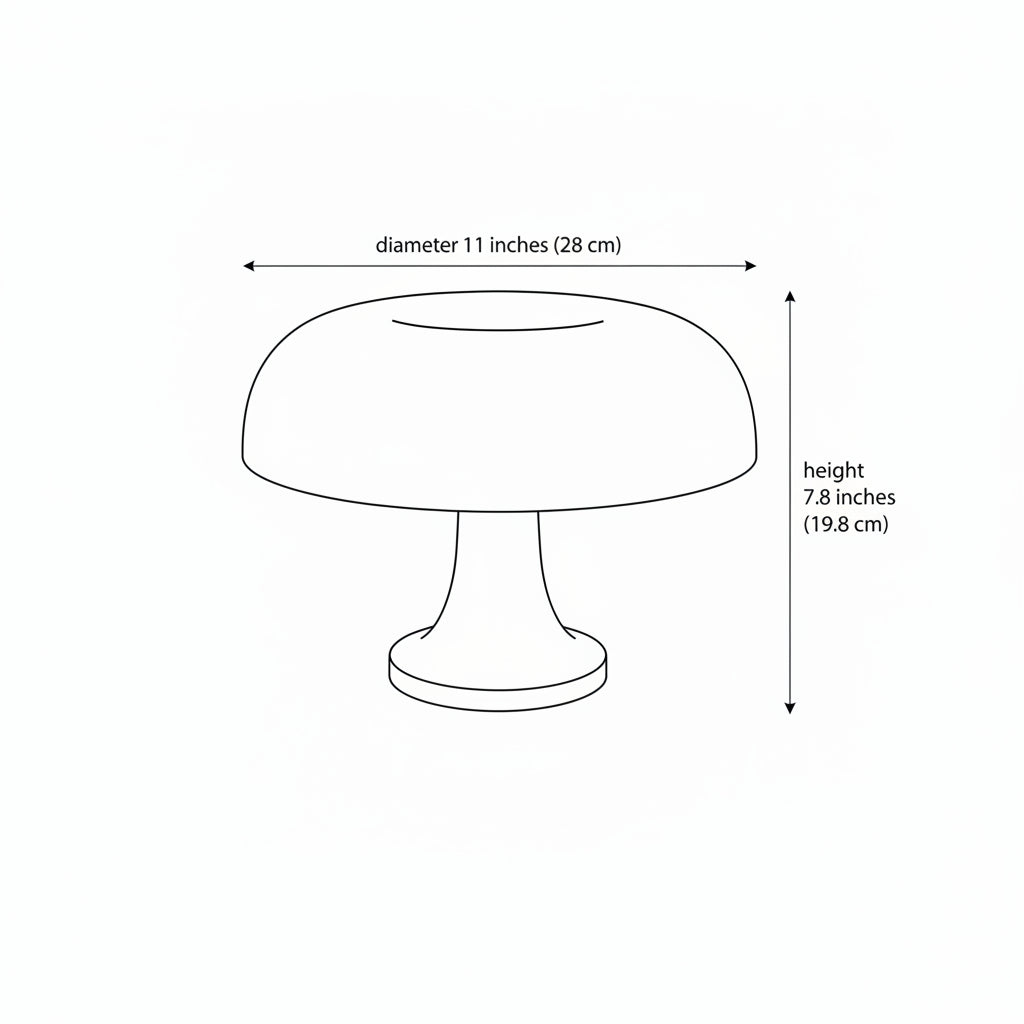 Mushroom Table Lamp - size dimension illustration