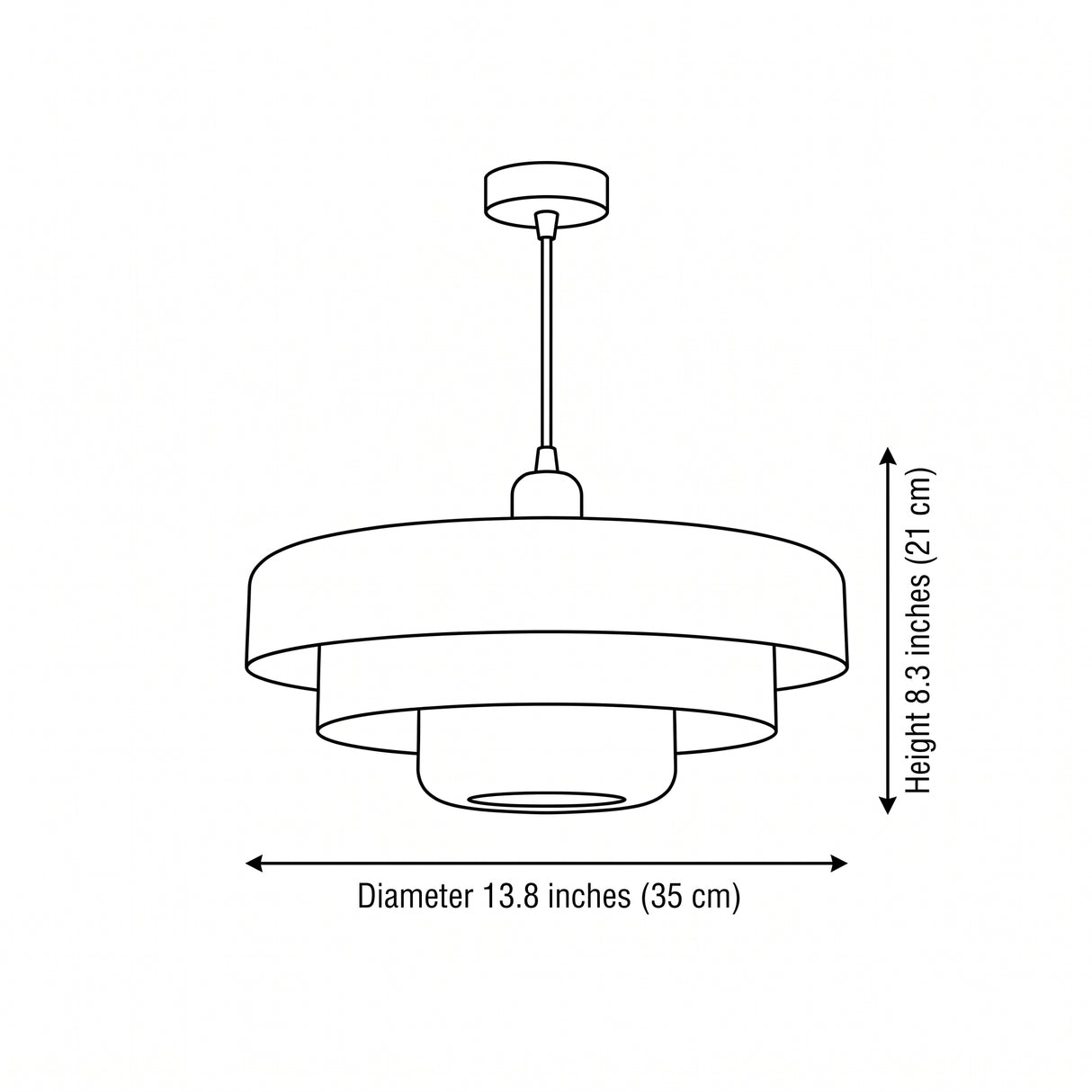 Bauhaus Iron Single-Head Pendant Light - size and dimension illustration