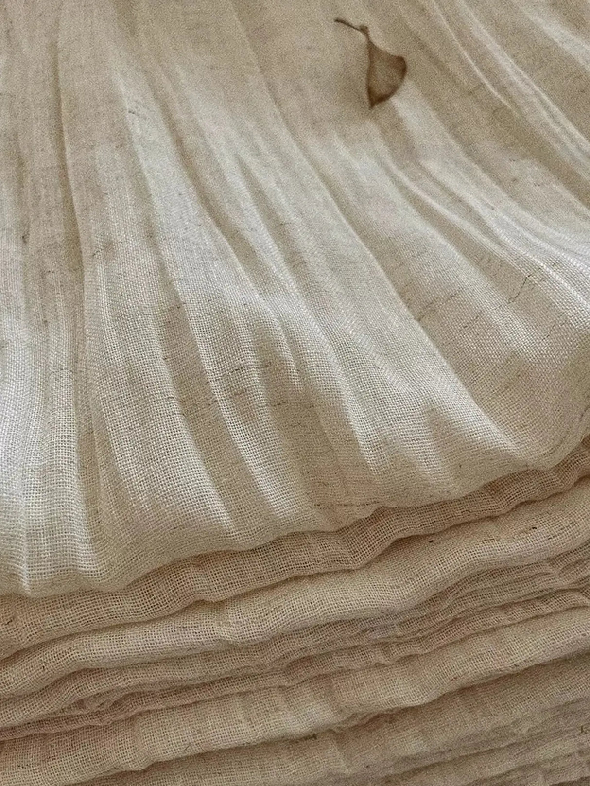 Plain net curtains creating soft privacy in Japanese-style bedroom