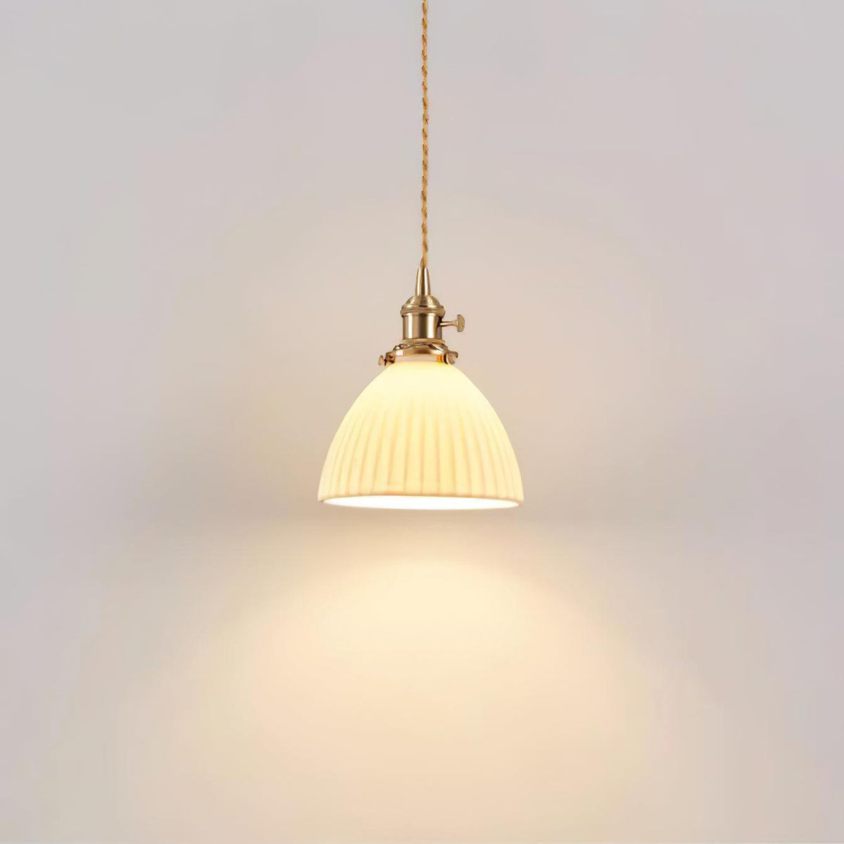Brass and ceramic pendant light for kitchen island or bedside, view 10