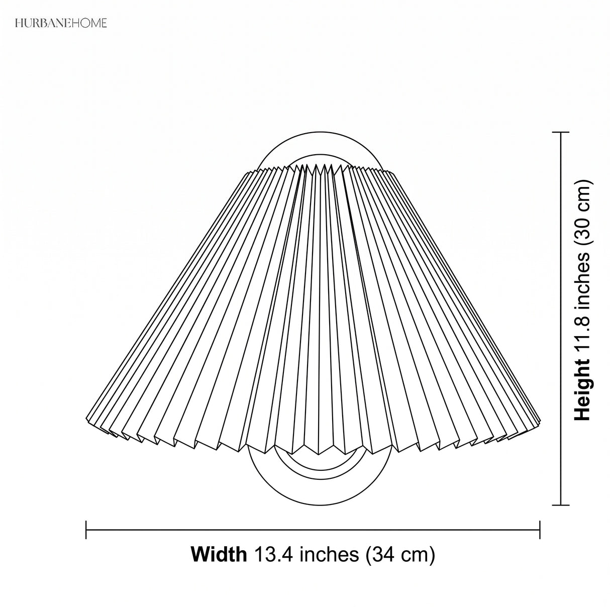 Dimension diagram of the fabric wall sconce, 13.4 inch width