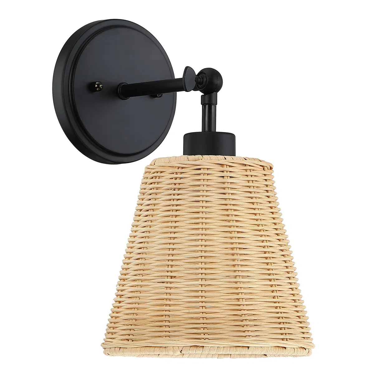 Rattan cone swing arm wall sconce alternative angle view 13